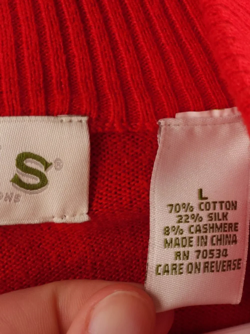 Orvis Cotton Silk Cashmere Pullover Red Sweater Soft 1/4 Zip Knit Mock Neck
